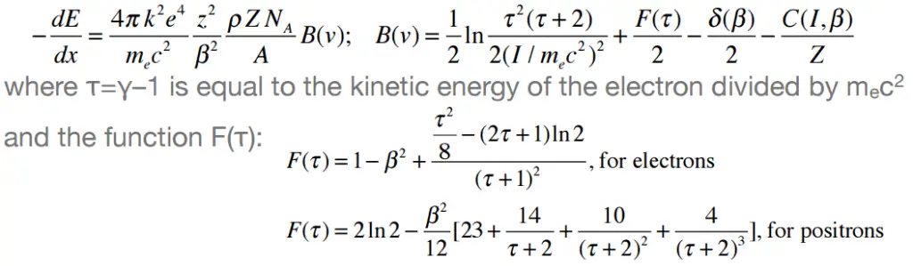 Formule Bethe modifiée pour les particules bêta.